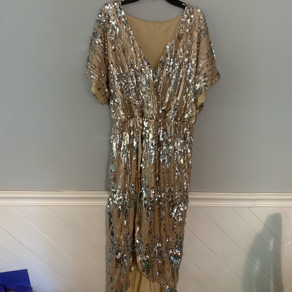 Champagne sequin Hi-Lo dress
